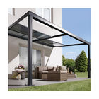 6mm 8mm Pergola Style Patio Cover Quick assembly Slide Roof Gazebo With Gutter System