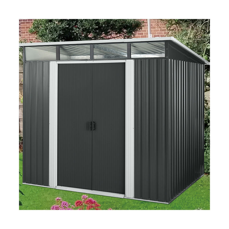 Anthracite Green Pent Roof Metal Shed / Skylight Storage Shed 4x6ft 4x8ft 6x8ft 9x8ft