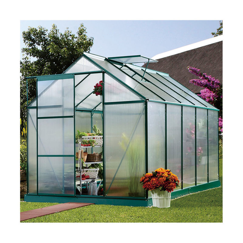 0.9mm Aluminium Frame Greenhouse Poly Carbonate Clip Free 6ft x 8ft 8ft x 8ft10ft x 8ft