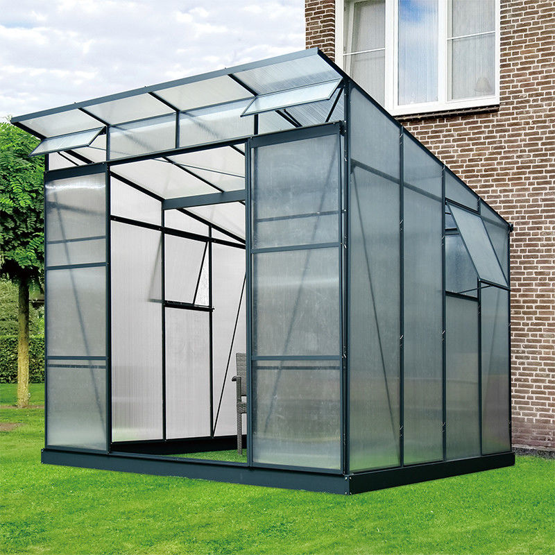 Anthracite Aluminium Frame Greenhouse 8x8 8x10 Polycarbonate Greenhouse